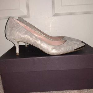 Light gold kitten heel pumps